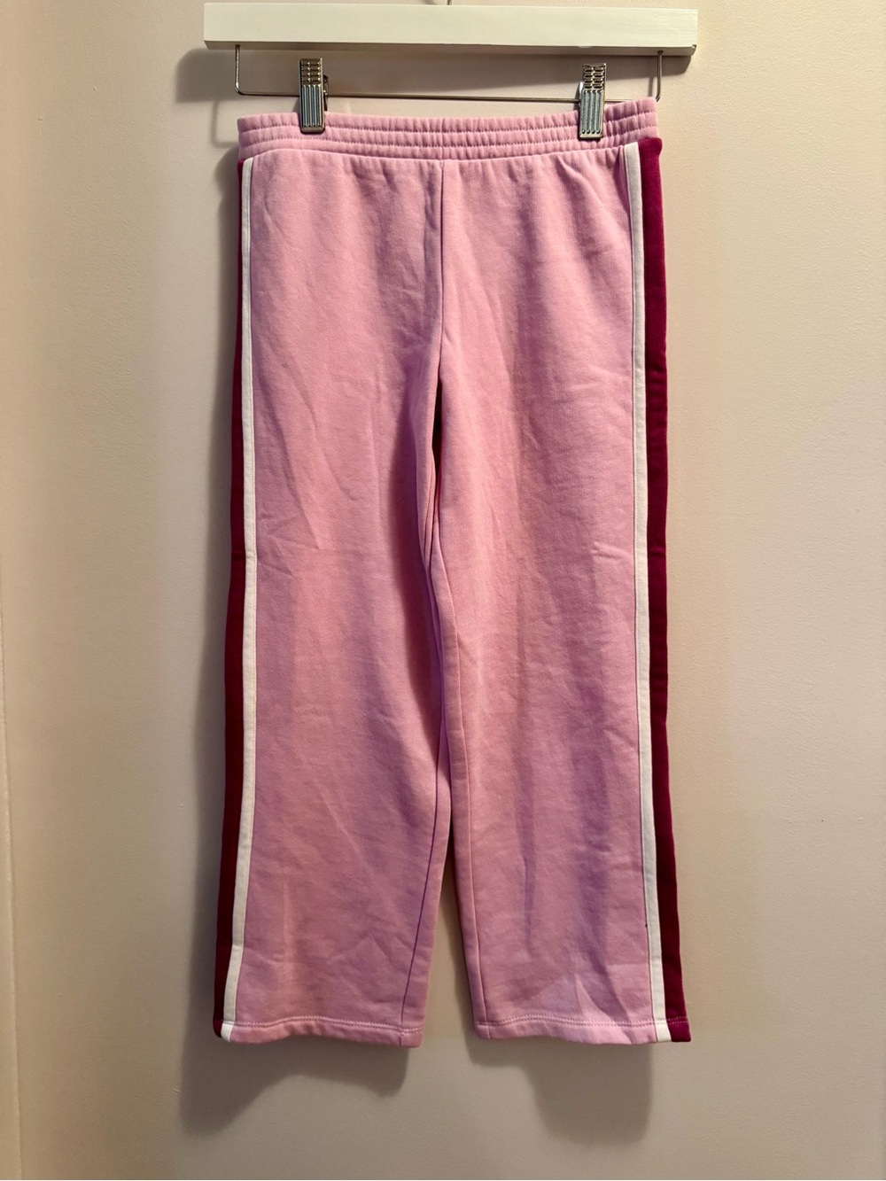 Ideology Girls 6X Pink Track Pants Burgundy White Side Stripe NWT